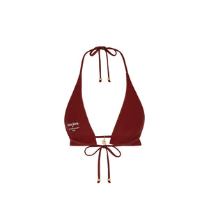 Frill Halter Bralette Bikini Top - Cinnamon