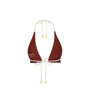 Frill Halter Bralette Bikini Top - Cinnamon Sugar
