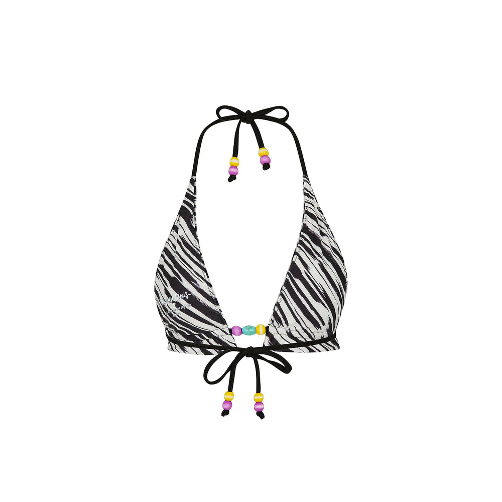 Frill Halter Bralette Bikini Top - Wild Honey