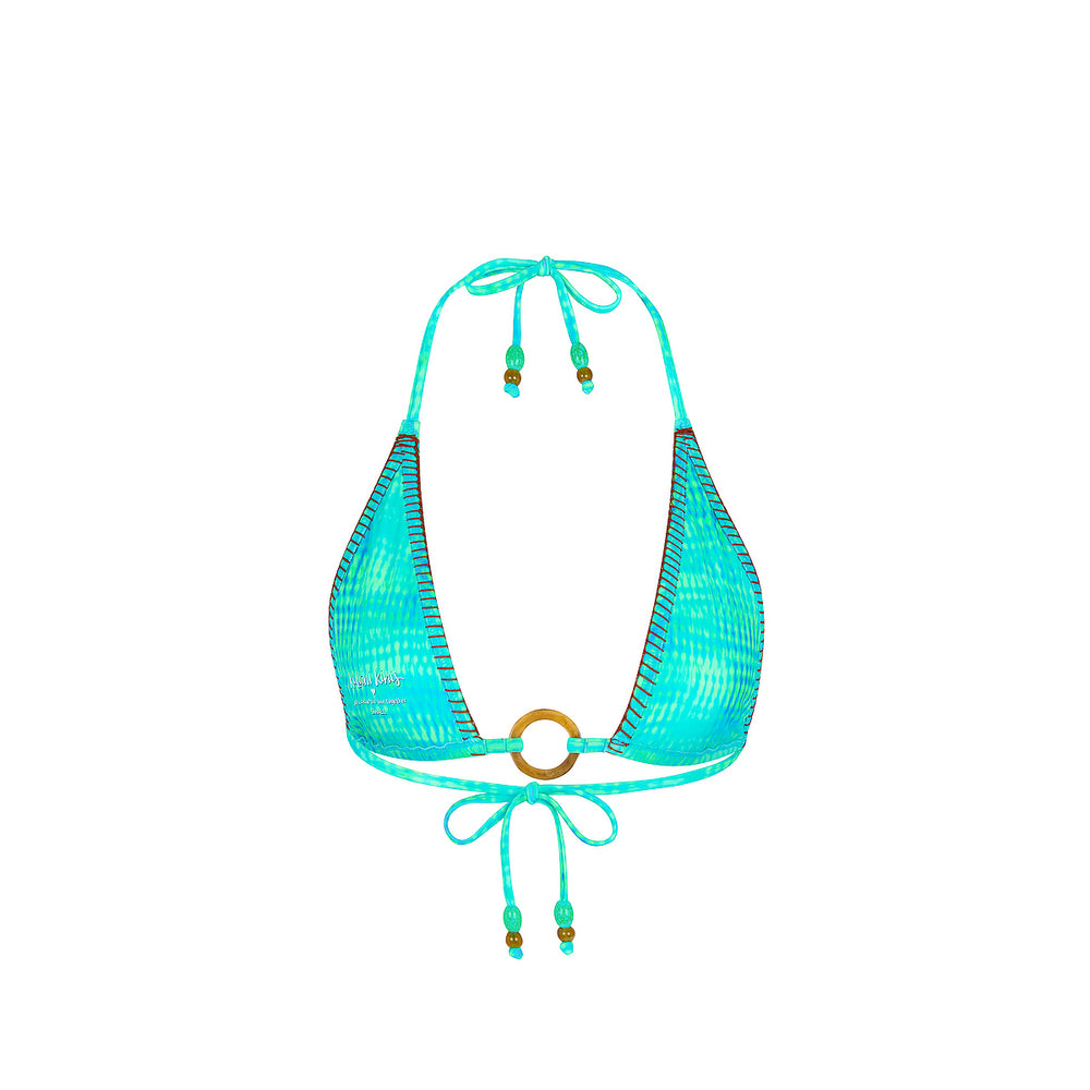 Lace Stitch Ring Halter Bikini Top - Summer Seas