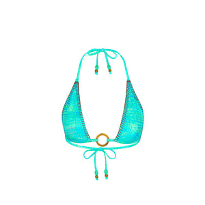 Lace Stitch Ring Halter Bikini Top - Summer Seas