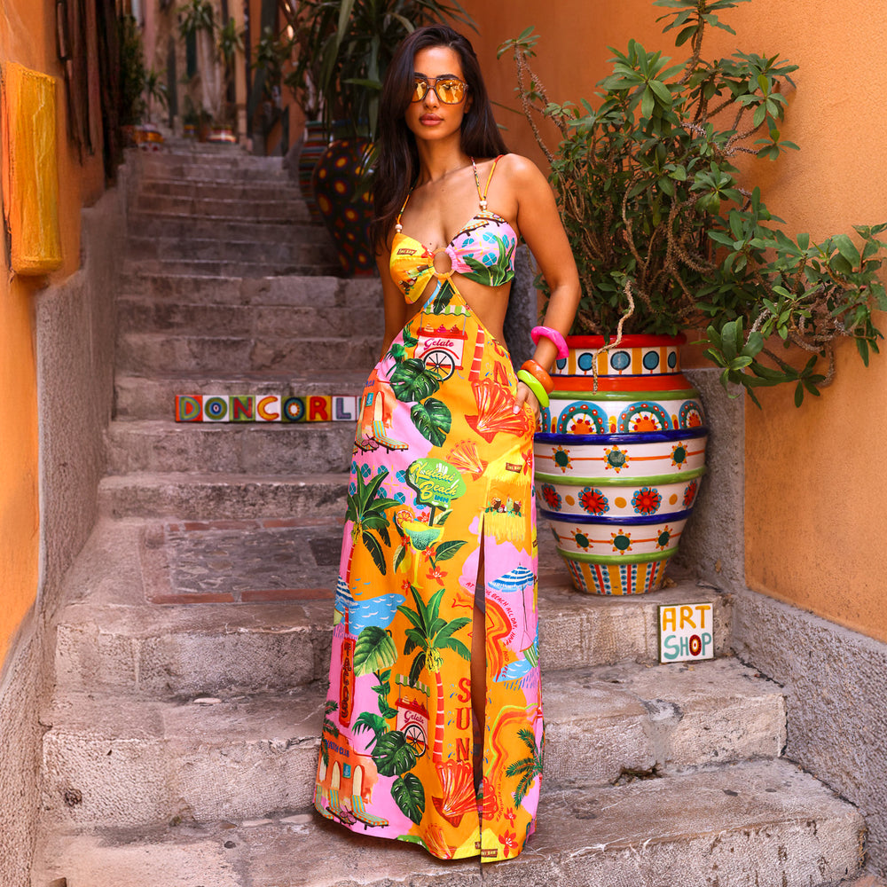 Beaded Cut Out Maxi Dress
