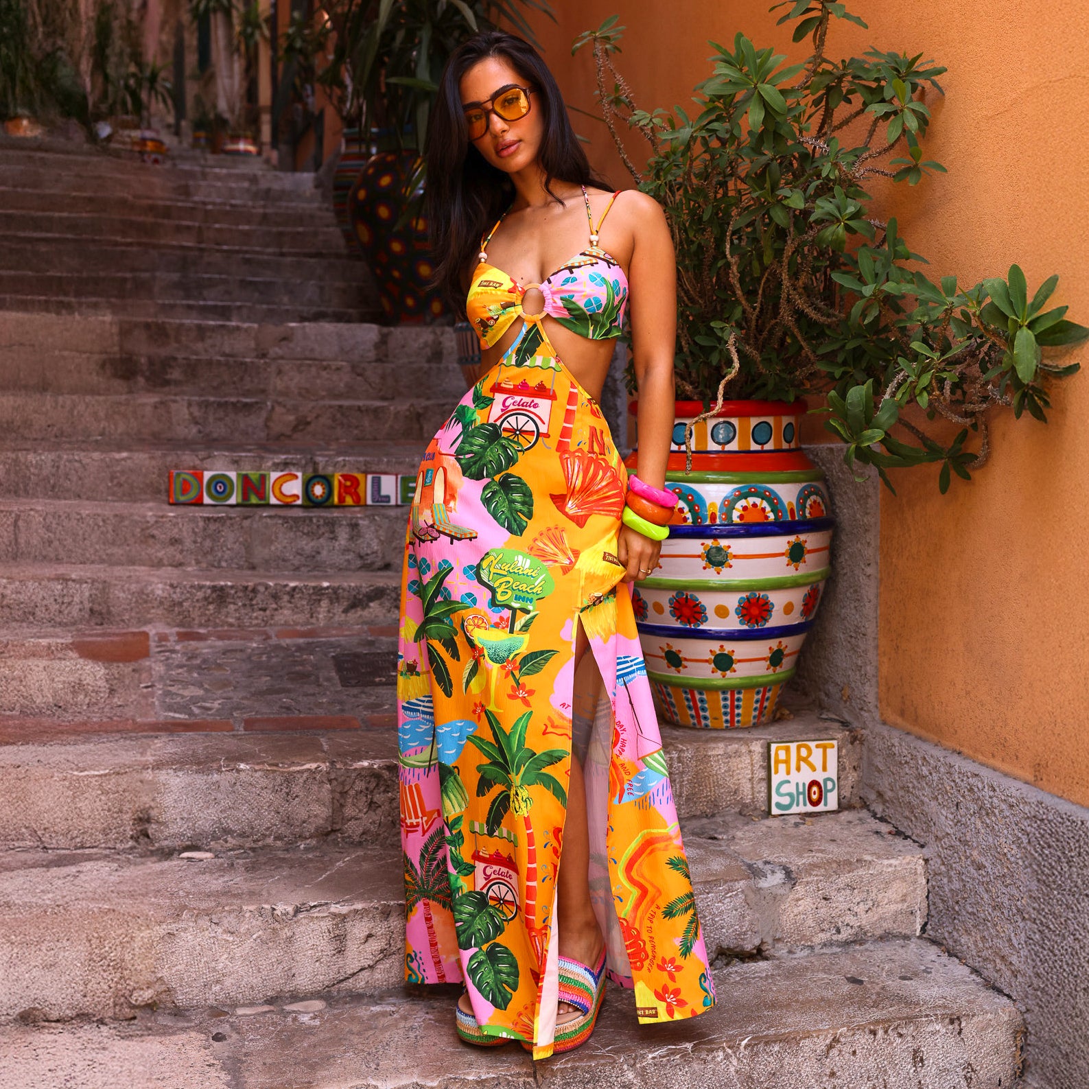Beaded Cut Out Maxi Dress - Sunlit Spritz –Kulani Kinis