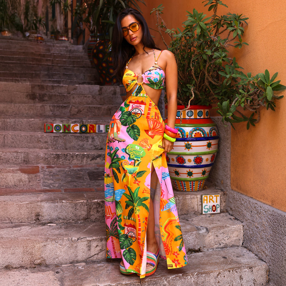 Kulani Kinis Beaded Cut Out Maxi Dress - Sunlit Spritz, S Kulani Kinis Beaded Cut Out Maxi Dress - Sunlit Spritz, S