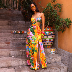 Beaded Cut Out Maxi Dress - Sunlit Spritz