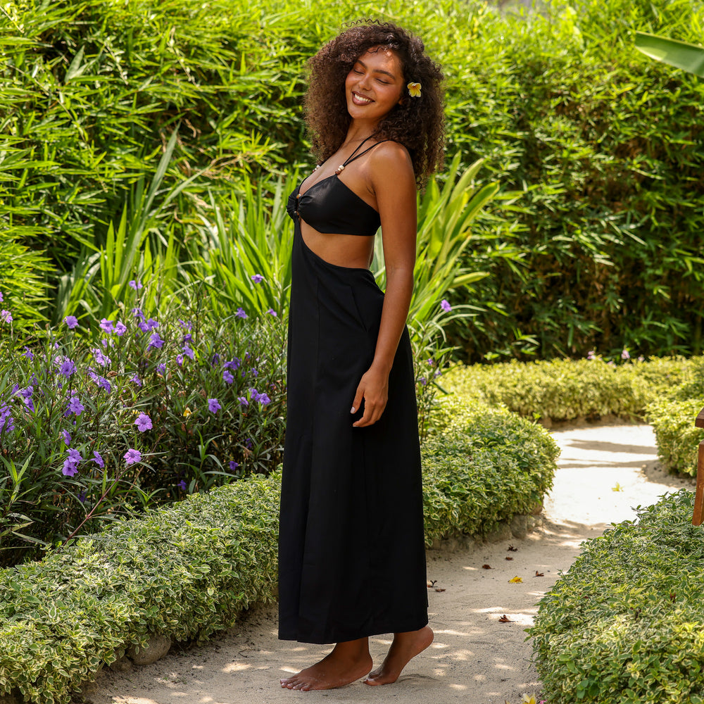 Beaded Cut Out Maxi Dress - Twilight Black Kulani Kinis Beaded Cut Out Maxi Dress - Twilight Black Kulani Kinis