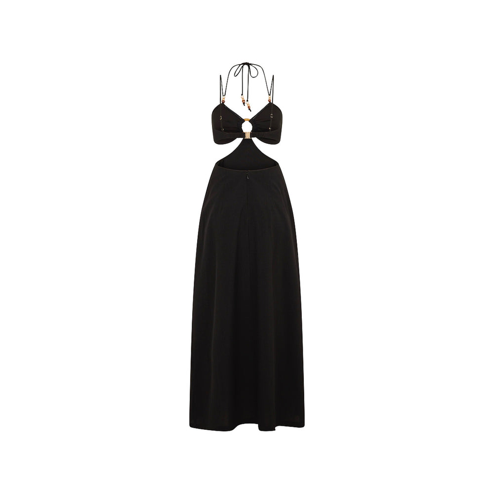 Beaded Cut Out Maxi Dress - Twilight Black Beaded Cut Out Maxi Dress - Twilight Black