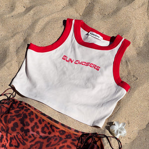 Bind Crop Tank Top - Samba Berry