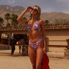 Bind Tie Halter Bikini Top - Electric Palms