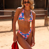 Bind Tie Halter Bikini Top - Electric Palms