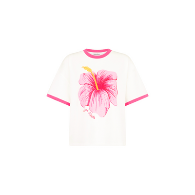 Boyfriend Bind Tee - Hibiscus Horizon