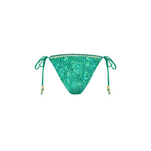 Crochet Dipped Cheeky Tie Bikini Bottom - Emerald Aura