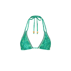 Crochet Halter Bikini Top - Emerald Aura