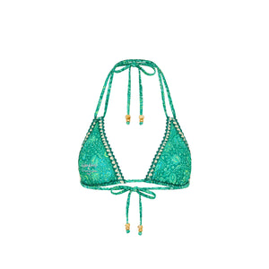 Crochet Halter Bikini Top - Emerald Aura