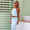 Chevron Knit Halter Crop Top - Crystal Cove