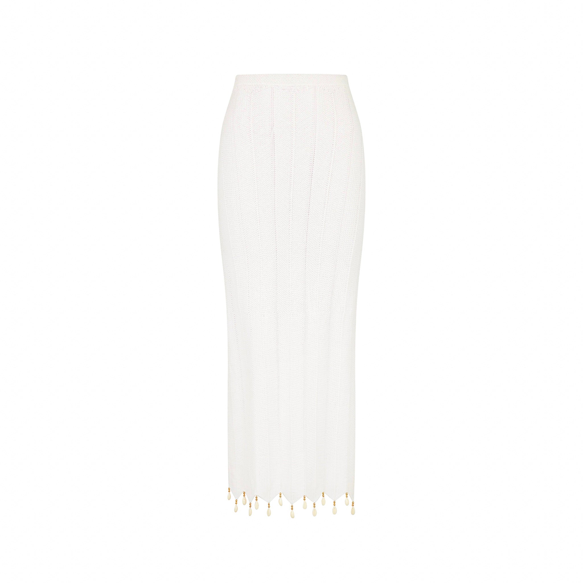 Chevron Knit Midi Skirt - Whipped White –Kulani Kinis