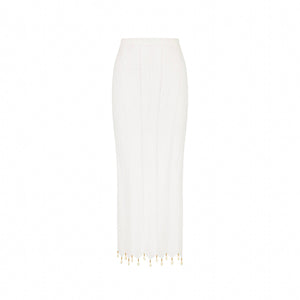 Chevron Knit Midi Skirt - Whipped White