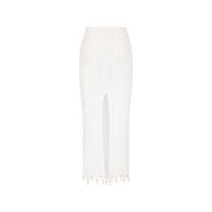 Chevron Knit Midi Skirt - Whipped White