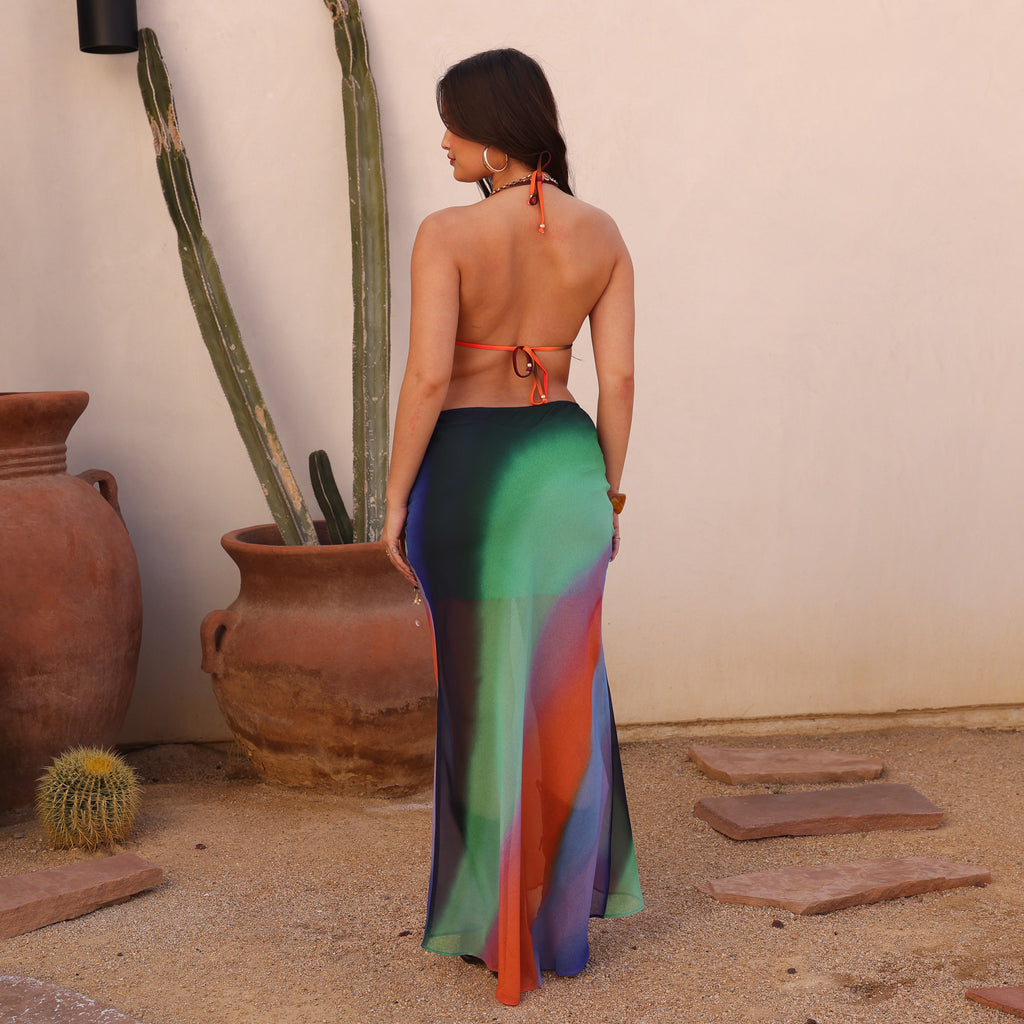 Chiffon Tie Side Maxi Skirt - Spellbound Swirl