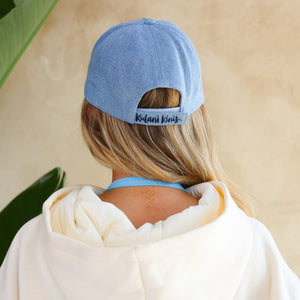 Denim Embroidered Cap - Tropical Vibes