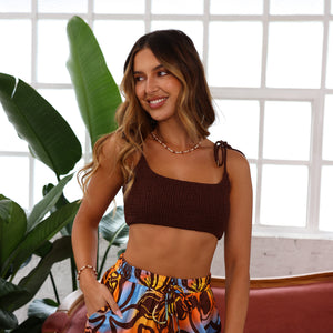 Simple Shirred Tie Crop - Coco