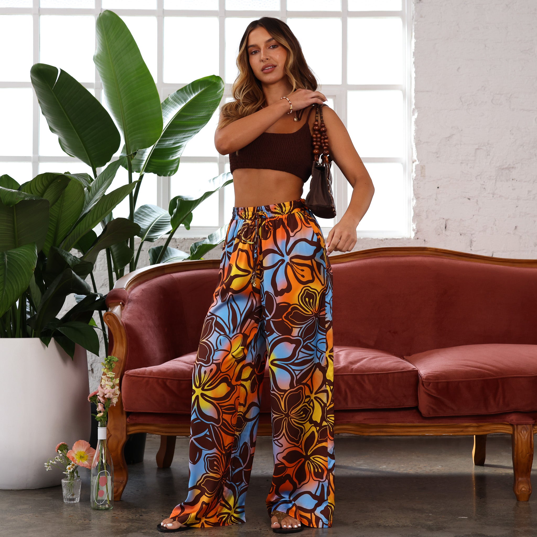 Drawstring Resort Pants - Frangipani Fizz –Kulani Kinis