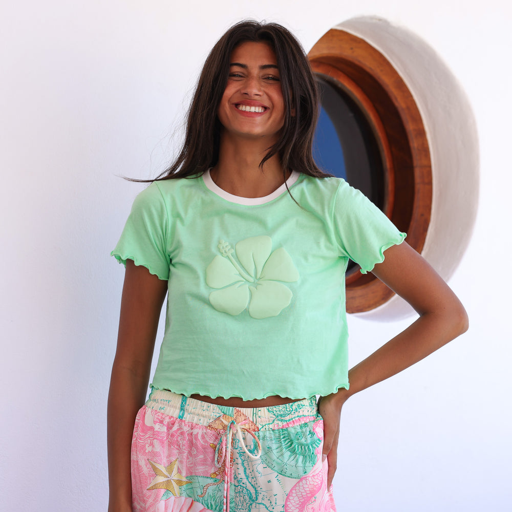 Lettuce Cropped Mini Tee - Apple Sorbet
