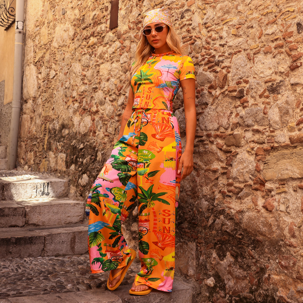 Drawstring Summer Pants - Sunlit Spritz