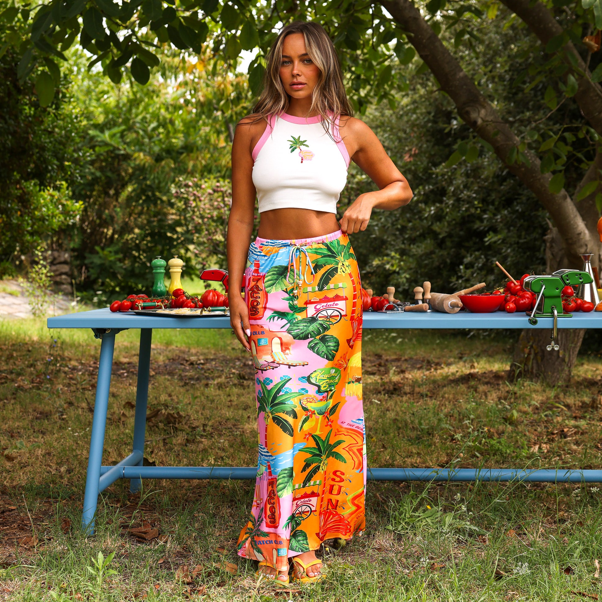 Embroidered Crop Tank Top - Island Rose –Kulani Kinis