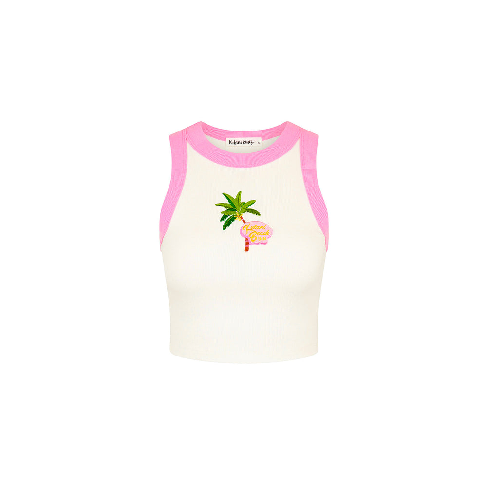 Embroidered Crop Tank Top - Island Rose
