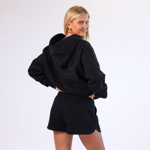 Embroidered Track Shorts - Twilight Black