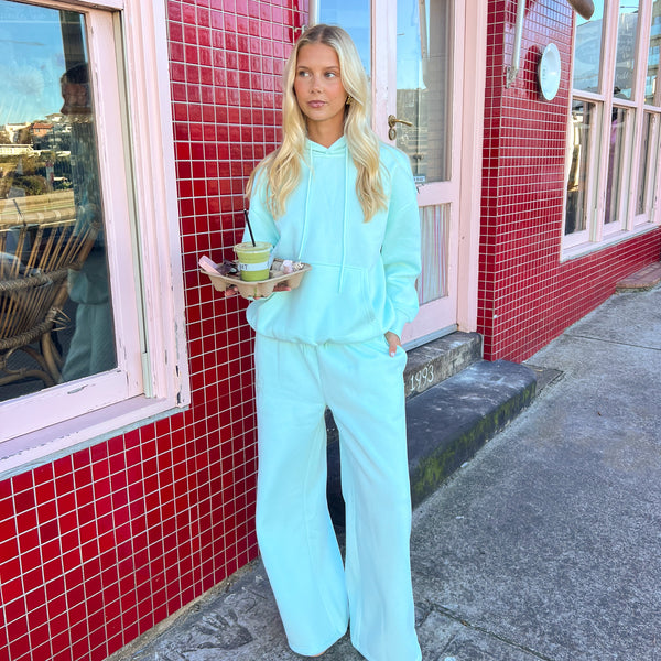 Embroidered Track Pants - Jelly Mint