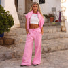 Embroidered Track Pants - Powder Puff