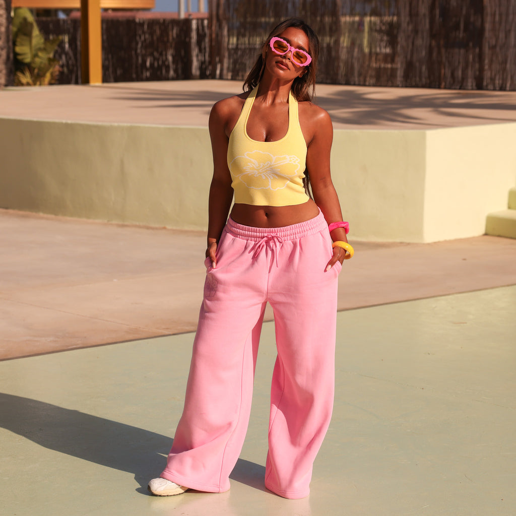 Embroidered Track Pants - Powder Puff