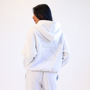 Embroidered Hoodie - Silver Stone