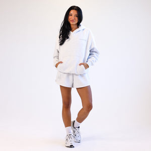 Embroidered Hoodie - Silver Stone