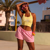 Embroidered Track Shorts - Powder Puff
