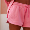 Embroidered Track Shorts - Powder Puff