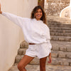 Embroidered Track Shorts - Silver Stone