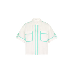 Cropped Button Up Shirt - Crystal Tides