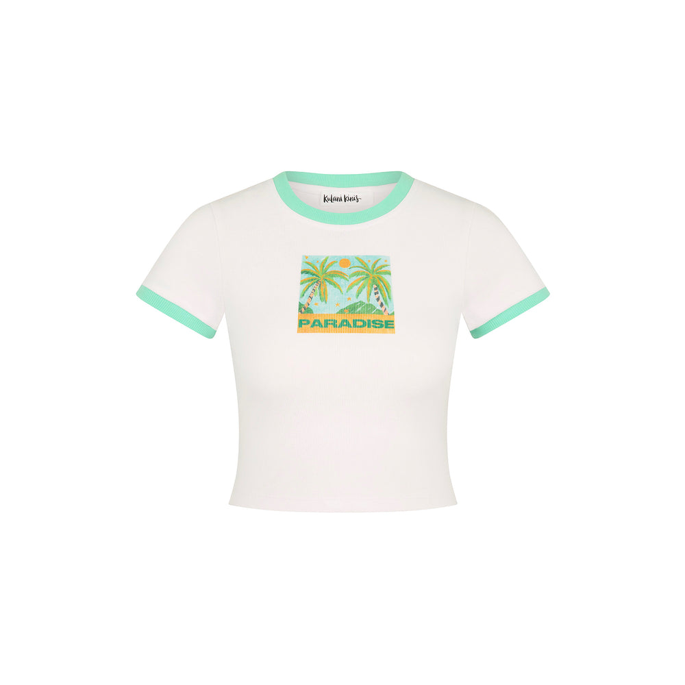 Printed Crop Baby Tee - Ocean Honey