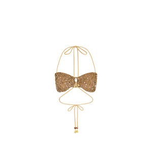 Strappy Ring Tie Crop Top - Espresso Spritz