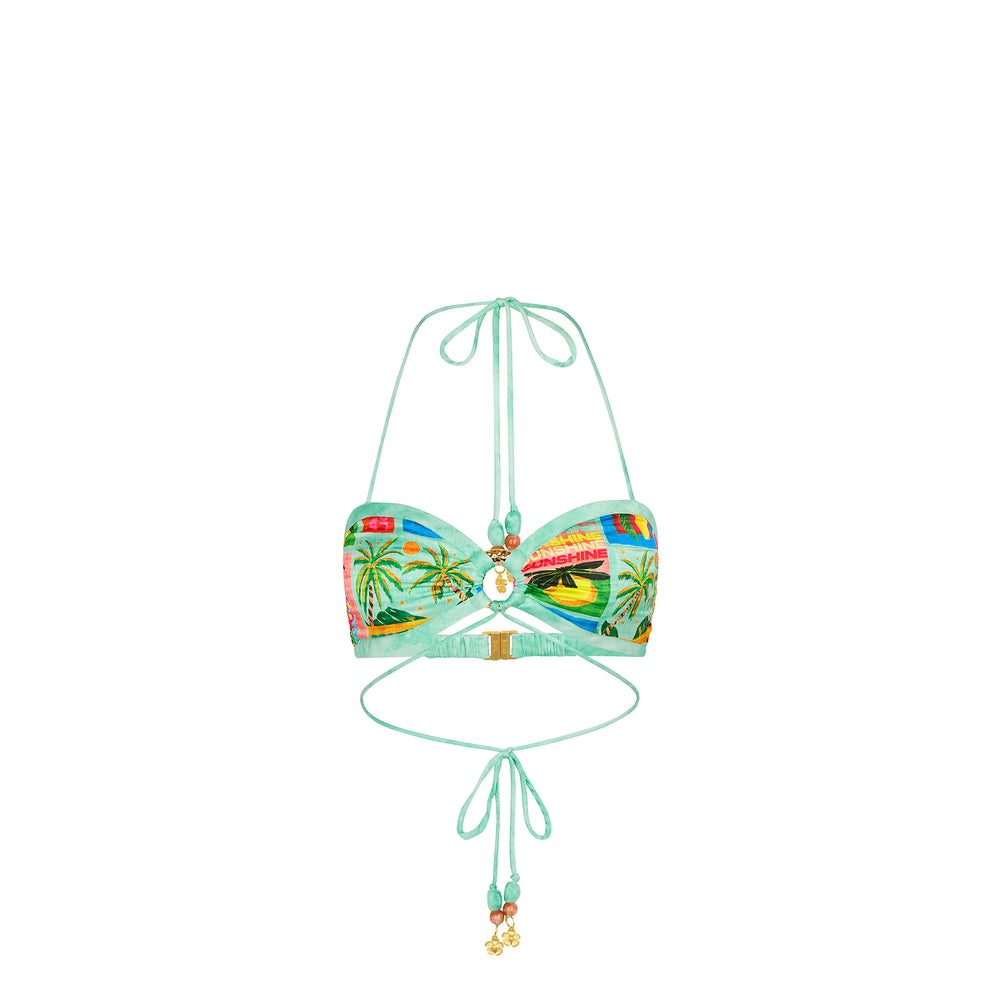 Strappy Ring Tie Crop Top - Ocean Honey