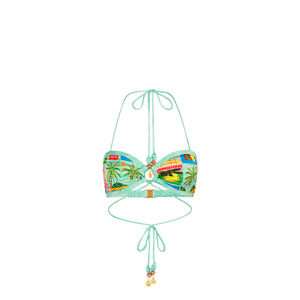 Strappy Ring Tie Crop Top - Ocean Honey