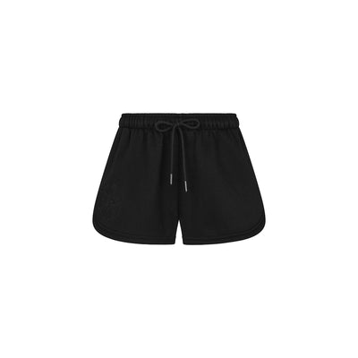 Embroidered Track Shorts - Twilight Black