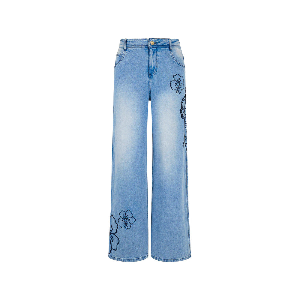 Embroidered Straight Leg Jean - Sun Drunk