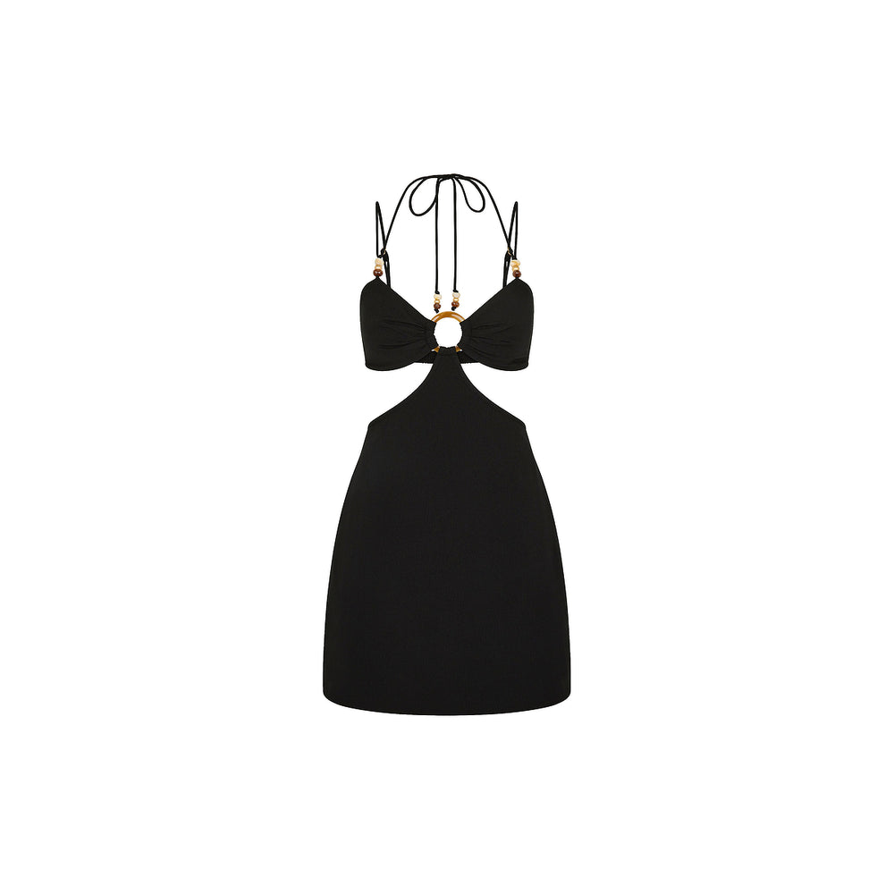 Beaded Cut Out Mini Dress - Twilight Black Black Extra Small Kulani Kinis Beaded Cut Out Mini Dress - Twilight Black Black Extra Small Kulani Kinis
