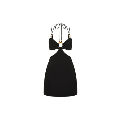 Beaded Cut Out Mini Dress - Twilight Black Black Extra Small Kulani Kinis Beaded Cut Out Mini Dress - Twilight Black Black Extra Small Kulani Kinis