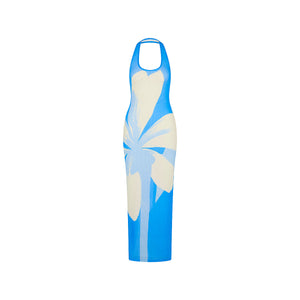 Halter Mesh Maxi Dress - Blue Oasis
