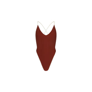 Plunge Cross Back One Piece - Cinnamon Sugar